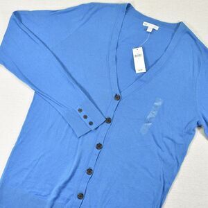 Gap Womens L Blue V-Neck Button Front Cardigan Sweater NWT Button Cuffs